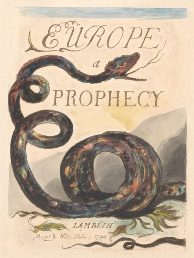 Europe. A Prophecy, Plate 2, Title Page by William Blake